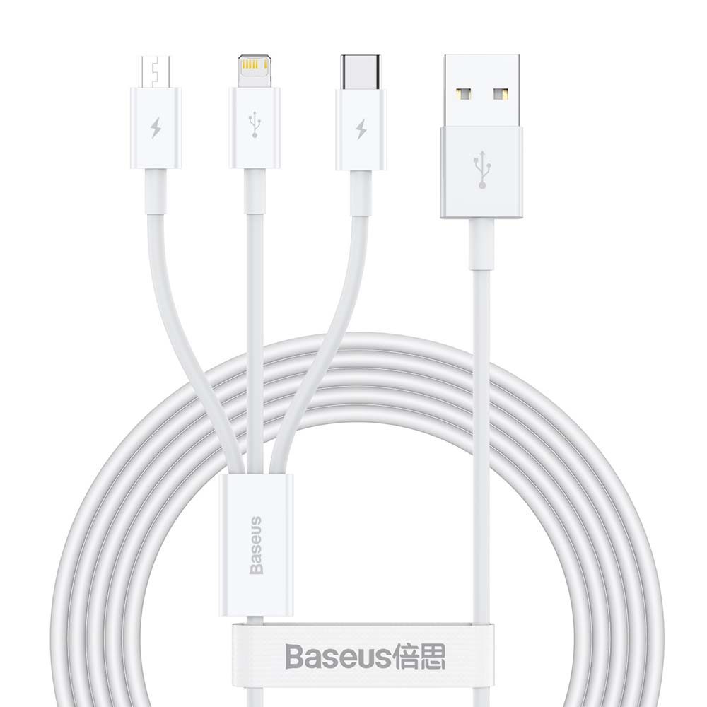 Baseus kabelis 3in1 Superior USB - Lightning + USB-C + microUSB 1,5 m 3,5A balts
