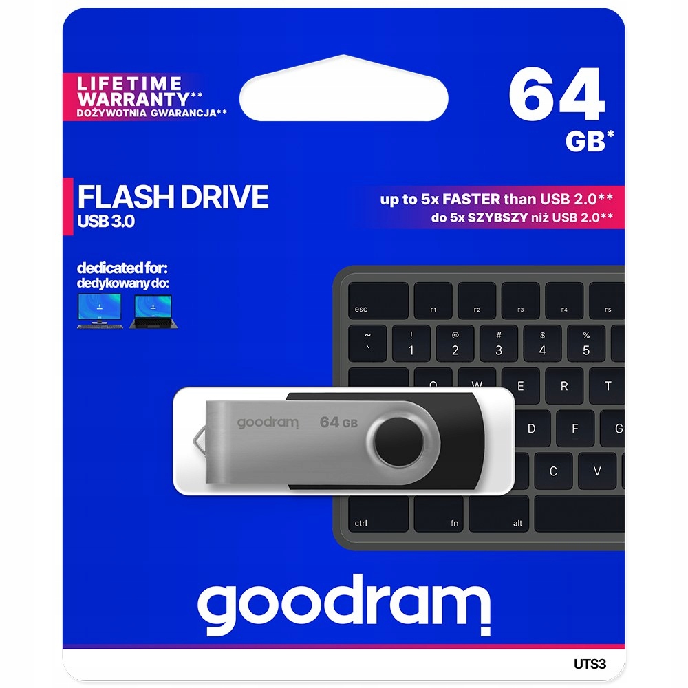Goodram USB zibatmiņa 64GB USB 3.0 Twister melns