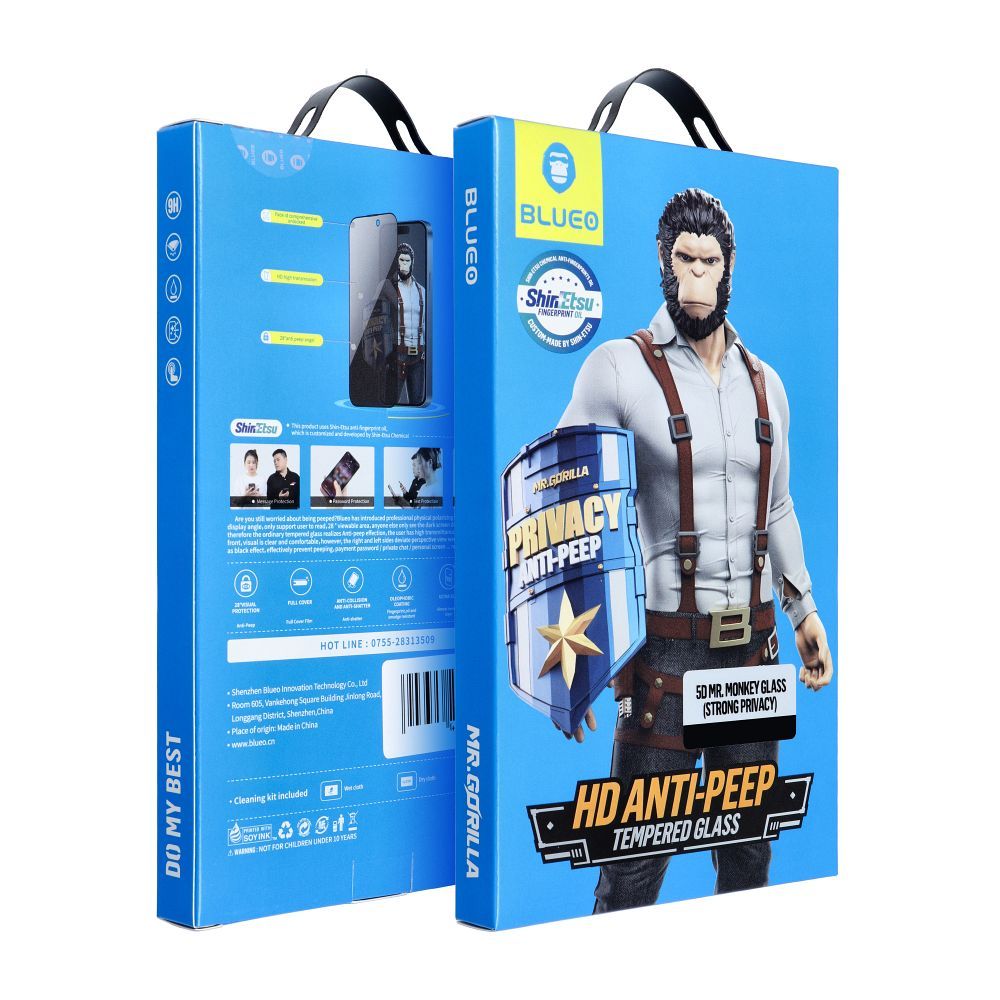 5D Mr. Monkey stikls - Samsung Galaxy S24 Ultra melns (Strong Privacy)