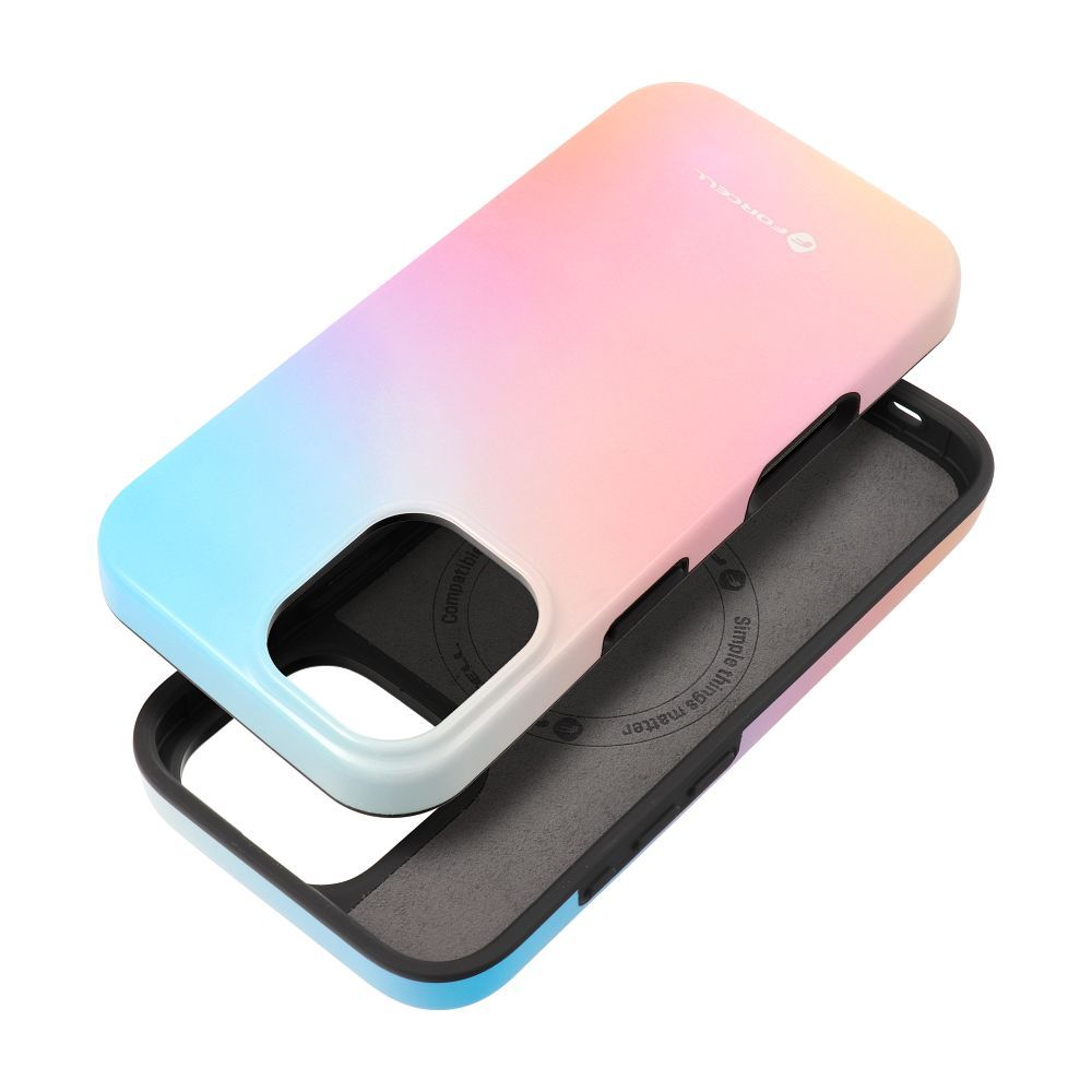 FORCELL F-PROTECT Mirage, militārā standarta pārbaudīts magnētiskais viedtālruņa apvalks IPHONE 16, rozā zils