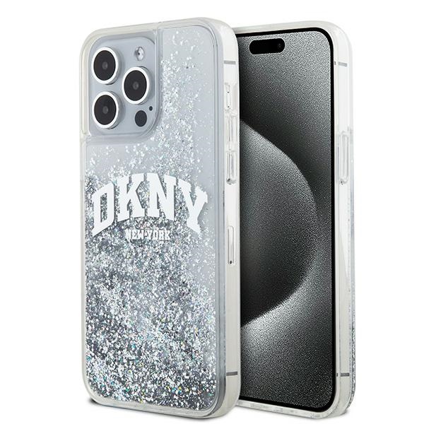 DKNY viedtālruņa apvalks iPhone 15 Pro Max 6,7" DKHCP15XLBNAET balts HC šķidrie spīdumi ar arku logotipu