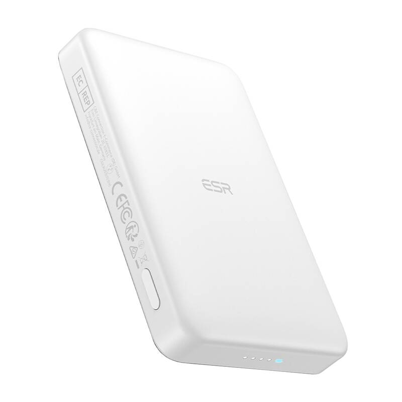 Magnētiskais portatīvais lādētājs ESR Qi2 MagSlim 10000mAh (balts)