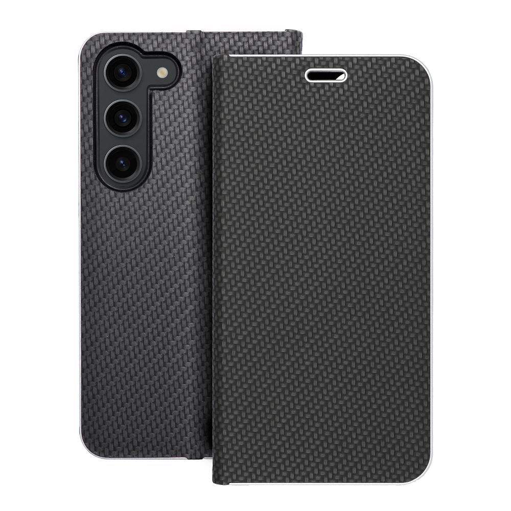 Viedtālruņa apvalks LUNA Book Carbon for SAMSUNG S23 - melns (m)