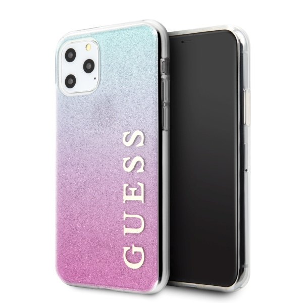 Guess GUHCN58PCUGLPBL iPhone 11 Pro - rozā/meln gradient Glitter