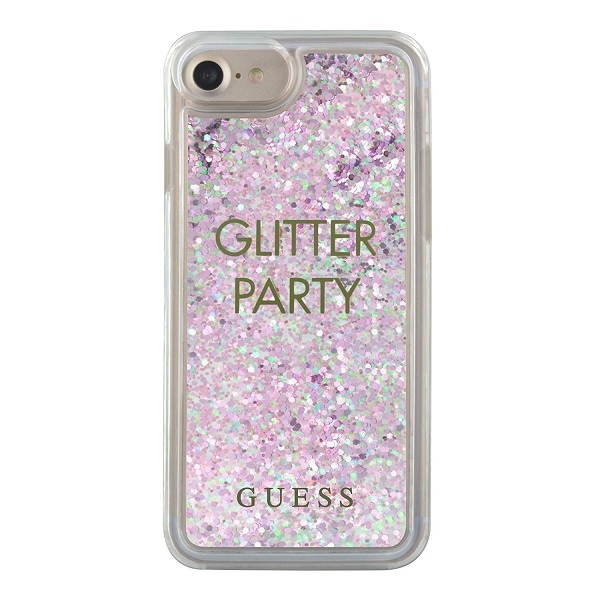 Guess GUHCP7GLUQPU iPhone 6/7/8 /SE 2020 / SE 2022 violets/ciets apvalks Liquid Glitter Party