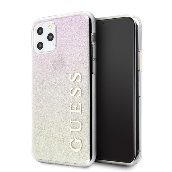 Guess GUHCN65PCUGLGPI iPhone 11 Pro Max rozā zelts/zeltaini rozā ciets apvalks Gradient Glitter