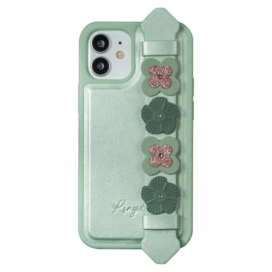 Kingxbar Sweet Series viedtālruņa apvalks dekorēts ar oriģinālajiem Swarovski kristāliem iPhone 12 Pro / iPhone 12 Pro Max zaļš