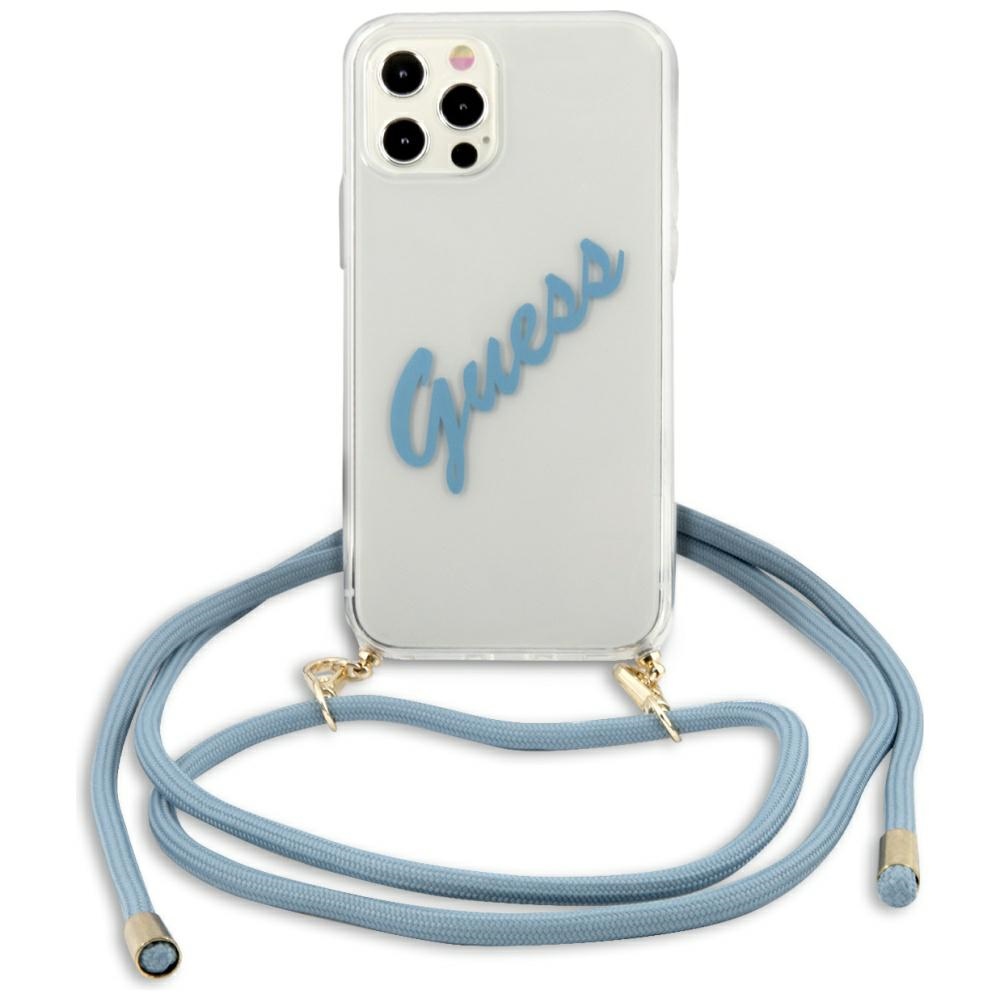 Guess GUHCP12LCRTVSBL iPhone 12 Pro Max 6.7" zils/zils cietais apvalks Script Vintage