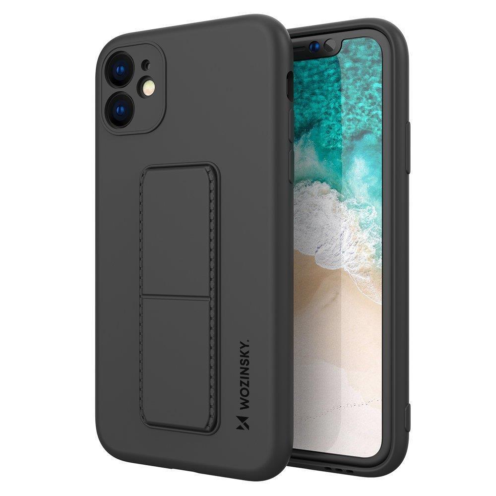 Wozinsky Kickstand Case silikona viedtālruņa apvalks ar statīvu iPhone 12 Pro Max melna