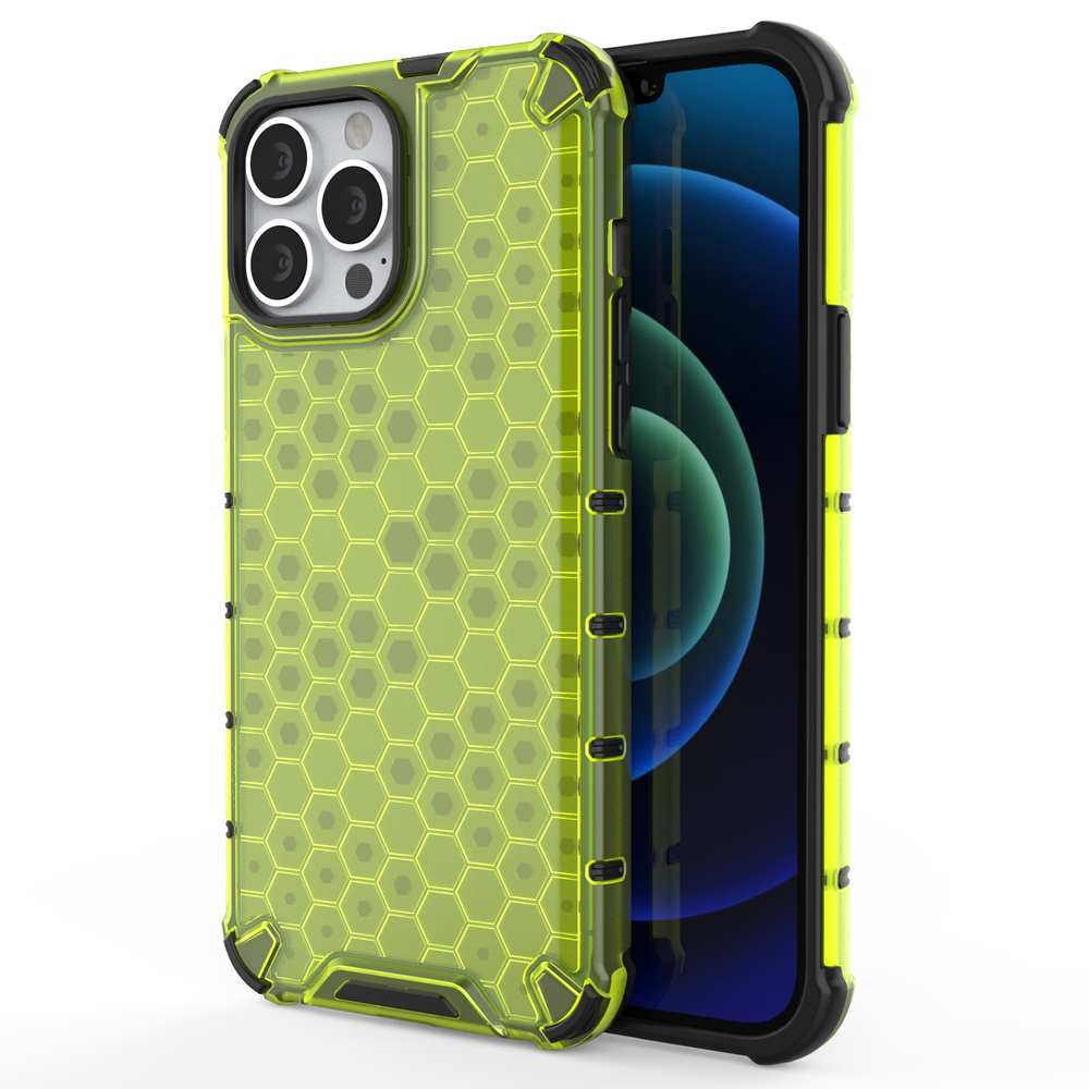 Honeycomb Case bruņu vāks ar TPU buferi iPhone 13 Pro Max zaļš