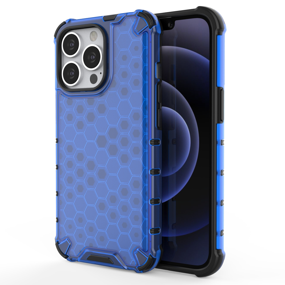 Honeycomb Case bruņu vāks ar TPU buferi iPhone 13 Pro zils