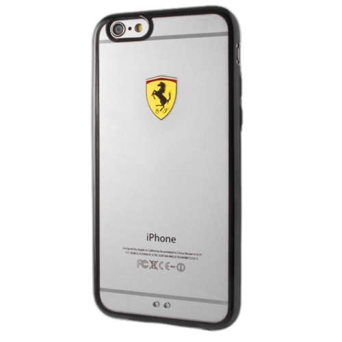 Ferrari ciets vāciņš FEHCP6LBK iPhone 6/6S Plus sacīkšu aizsargs skaidrs melns