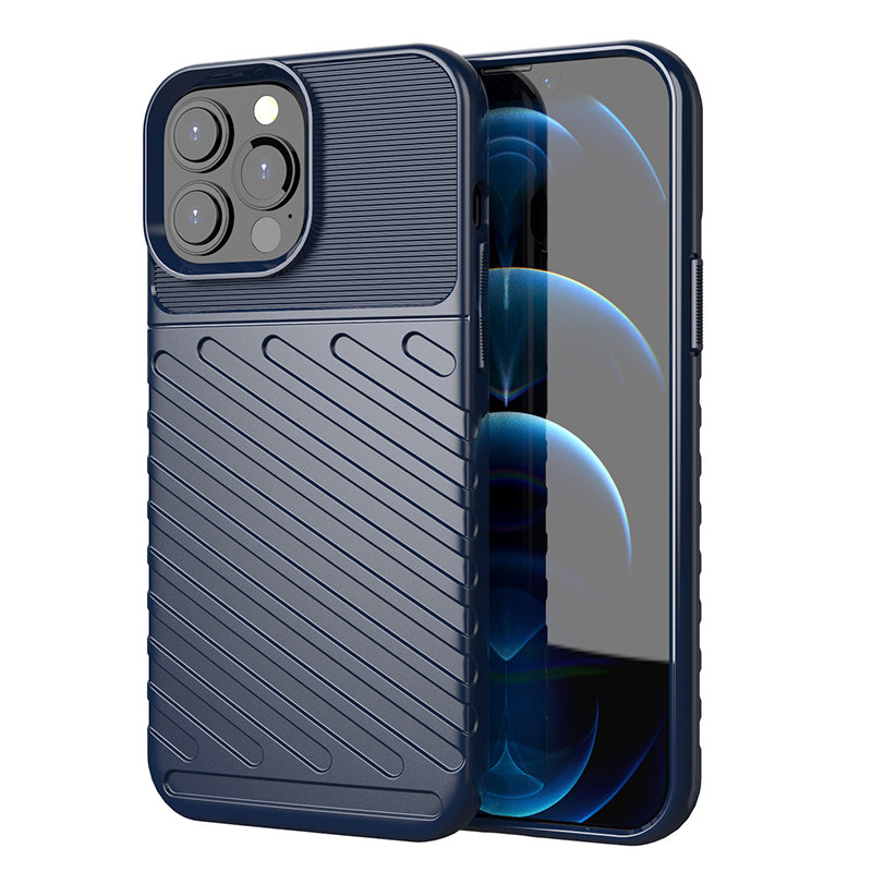 Thunder apvalks elastīgs izturīgs robusts pārsegs TPU apvalks iPhone 13 Pro Max zils