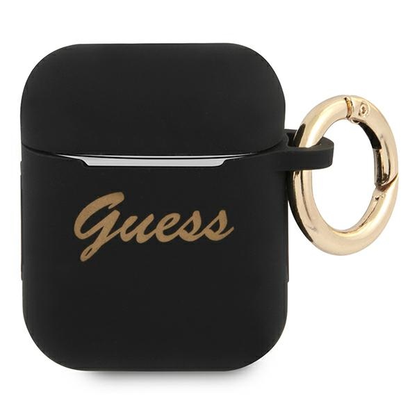 Guess GUA2SSSK AirPods apvalks melns/melns Silikons Vintage Script