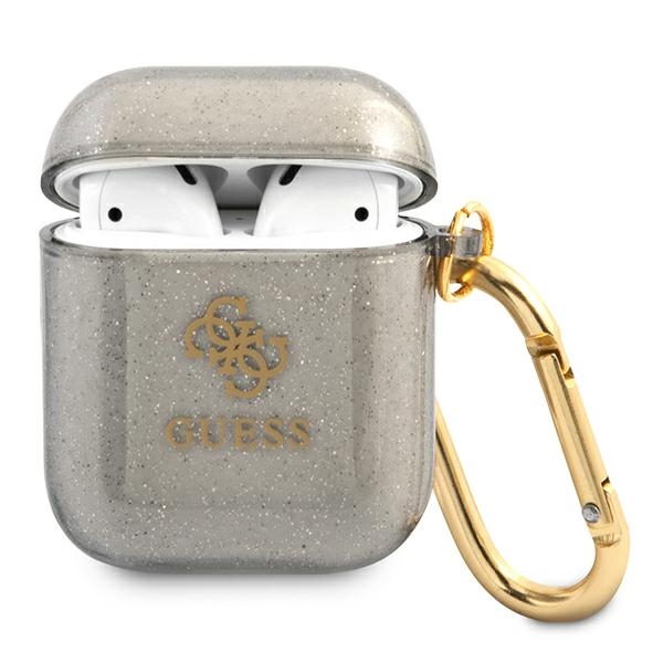 Guess GUA2UCG4GK AirPods apvalks melns/melns Spīdumu kolekcija
