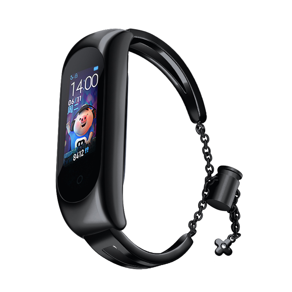 Metāla aproce Xiaomi Mi Band 3 / 4 / 5 / 6 siksniņa - melns