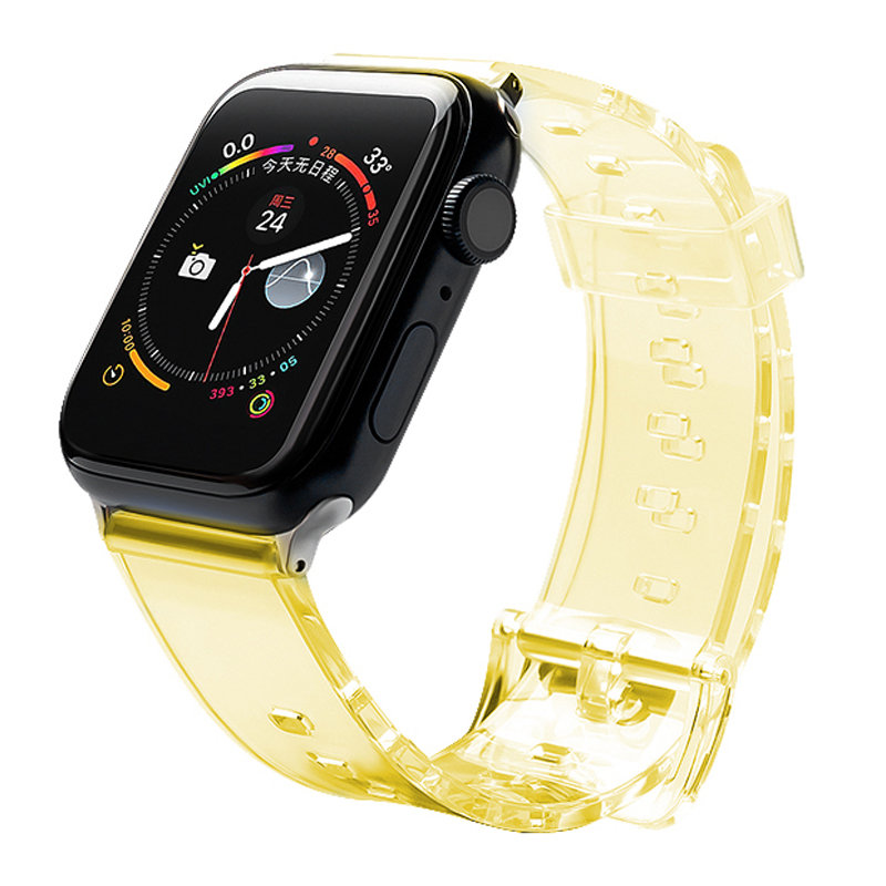 Silikona siksniņa aproce aproce siksniņa gaisma Apple Watch 42 / 44 mm - dzeltens