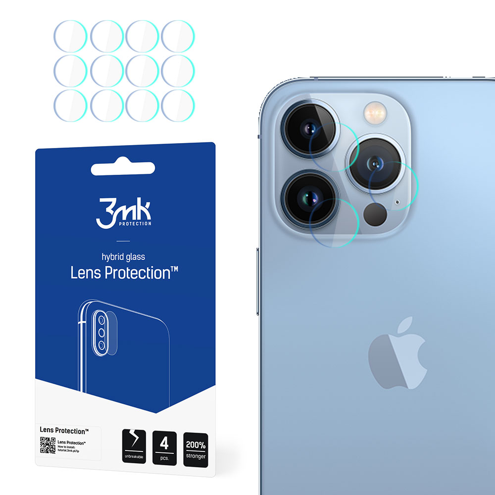 Kameras stikls iPhone 13 Pro Max 7H 3mk Lens Protection sērijas objektīvam