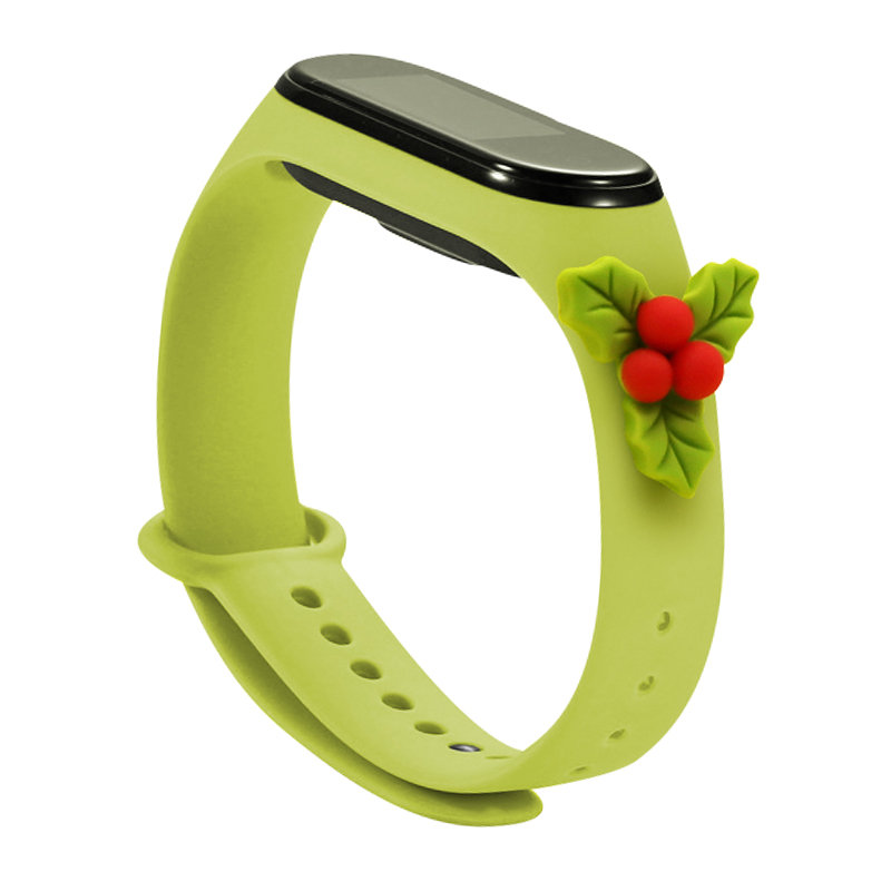 Siksna Xmas Xiaomi Mi Band 3 / 4 Ziemassvētku silikona siksna aproce ar īlex - zaļa