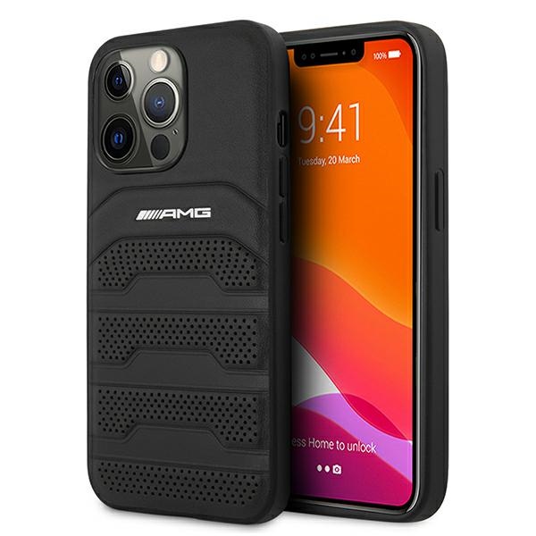 AMG ādas iespiestu līniju apvalks iPhone 13 Pro / iPhone 13 - melns