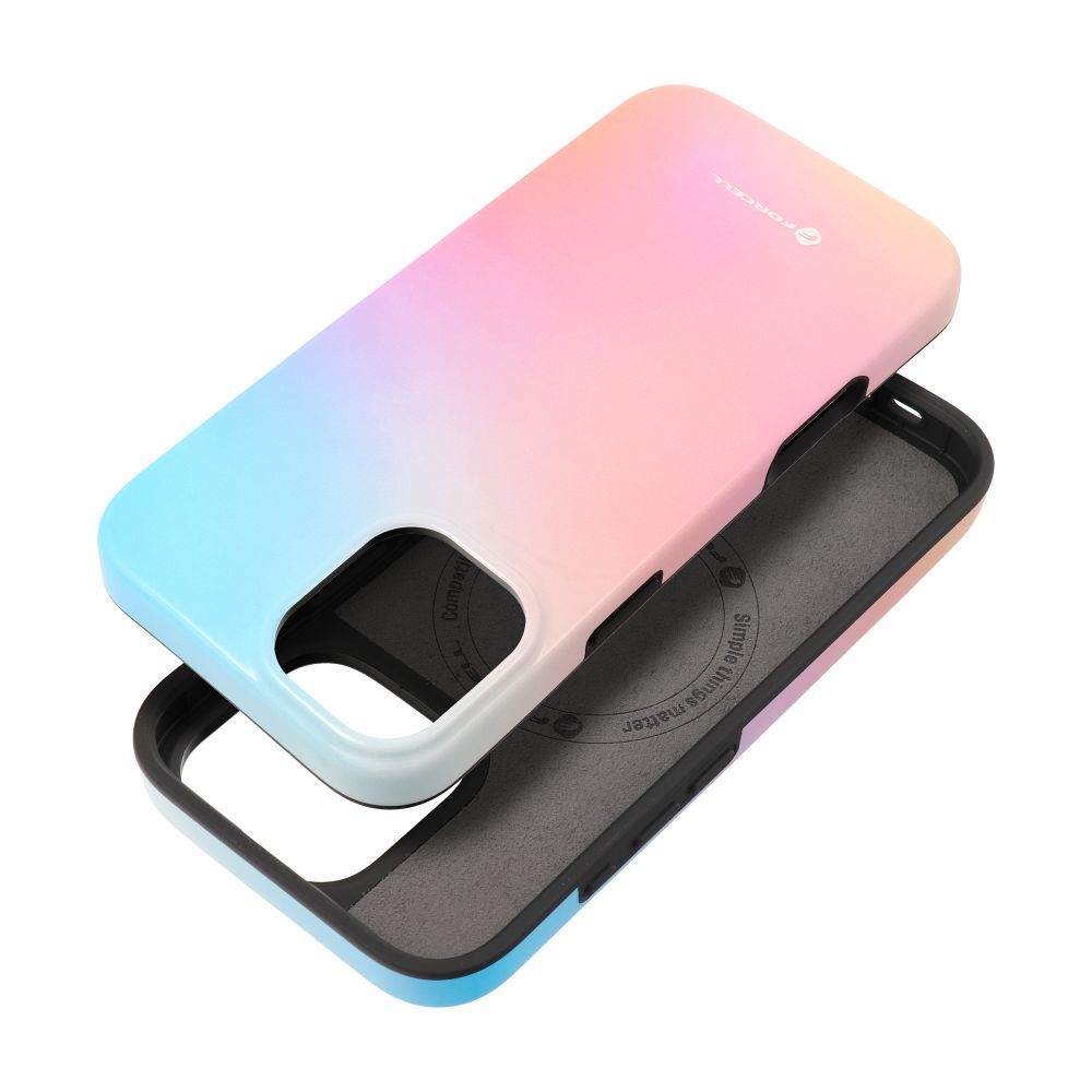 FORCELL F-PROTECT Mirage, militārā standarta pārbaudīts magnētiskais viedtālruņa apvalks IPHONE 16 PLUS, rozā zils