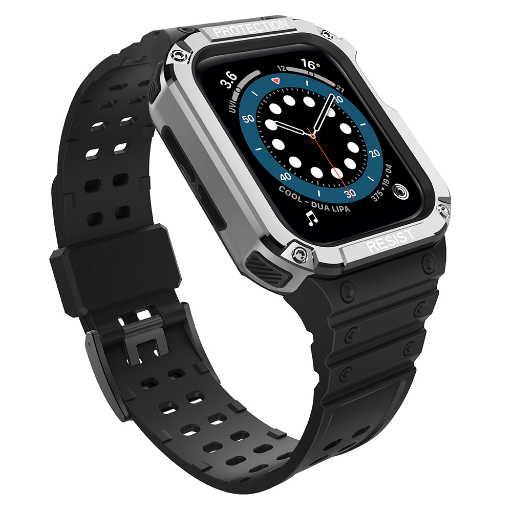 Protect siksniņa Apple Watch 38/40/41mm bruņots apvalks siksniņa - melns, sudraba