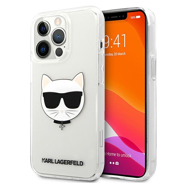 Karl Lagerfeld Choupette galvas viedtālruņa apvalks iPhone 13 Pro Max – caurspīdīgs