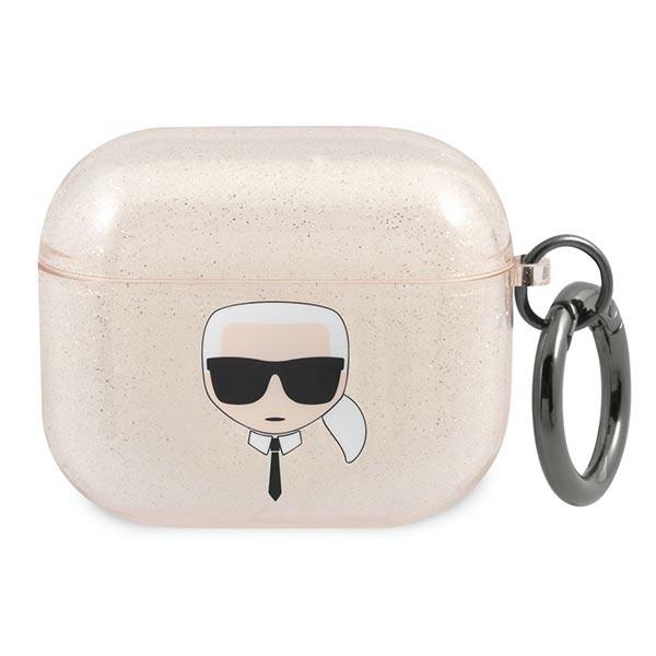 Karl Lagerfeld mirdzošs Karl's Head apvalks AirPods 3 austiņām - zeltains