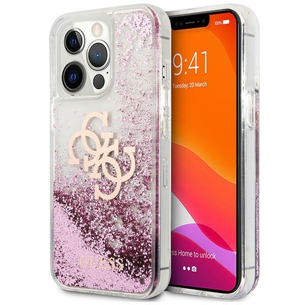 Guess GUHCP13XLG4GPI iPhone 13 Pro Max 6.7" rozā/rozā cietais viedtālruņa apvalks 4G Liels Šķidrs Glitter