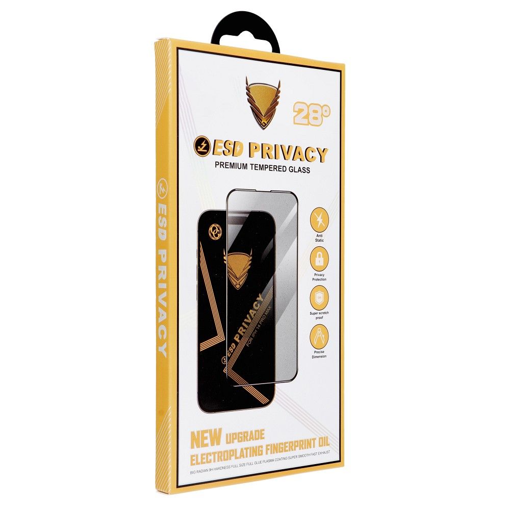 OG 6D Premium privātuma aizsargstikls – Iphone 15 Pro melns