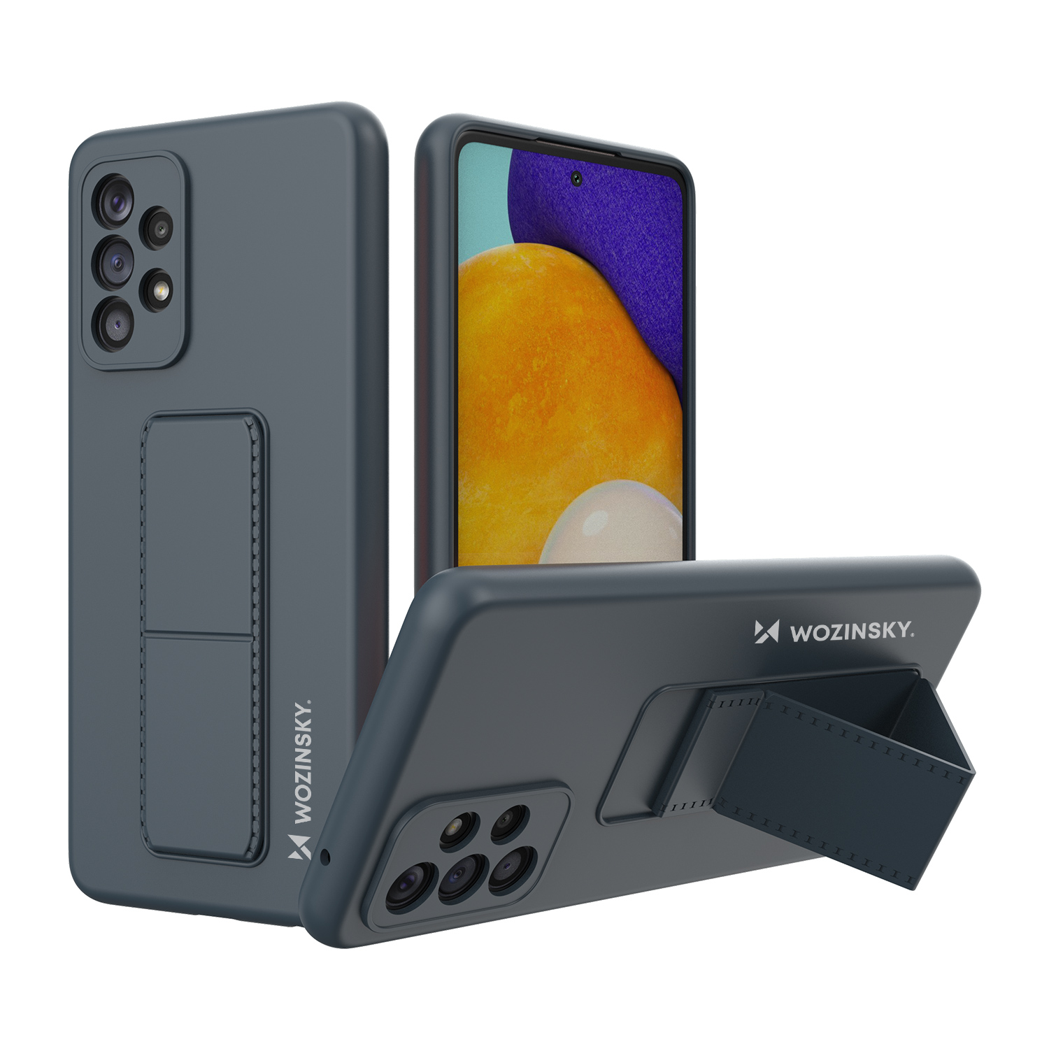Wozinsky Kickstand Case silikona apvalks ar statīvu Samsung Galaxy A73 tumši zils