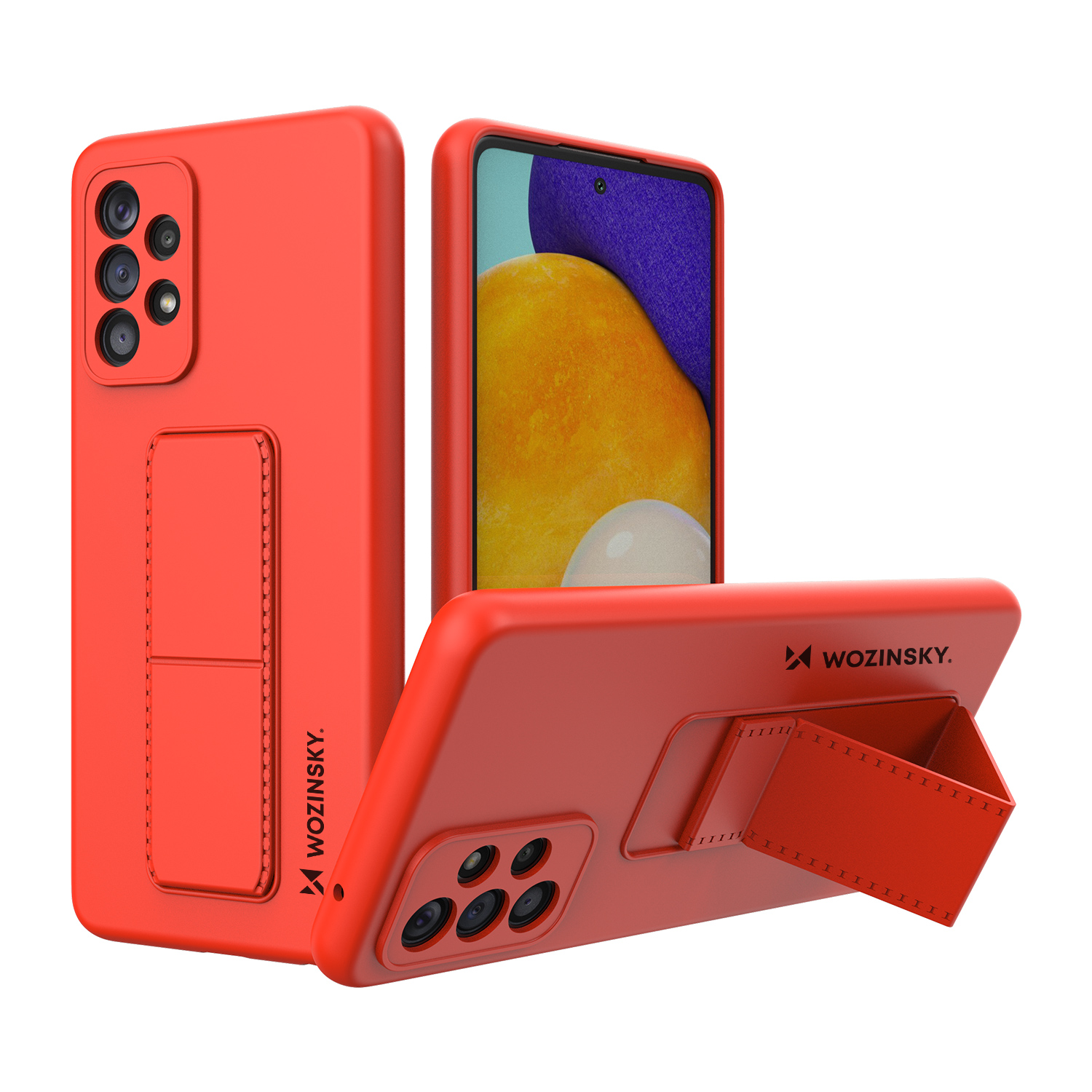 Wozinsky Kickstand Case silikona apvalks ar statīvu Samsung Galaxy A73 sarkans