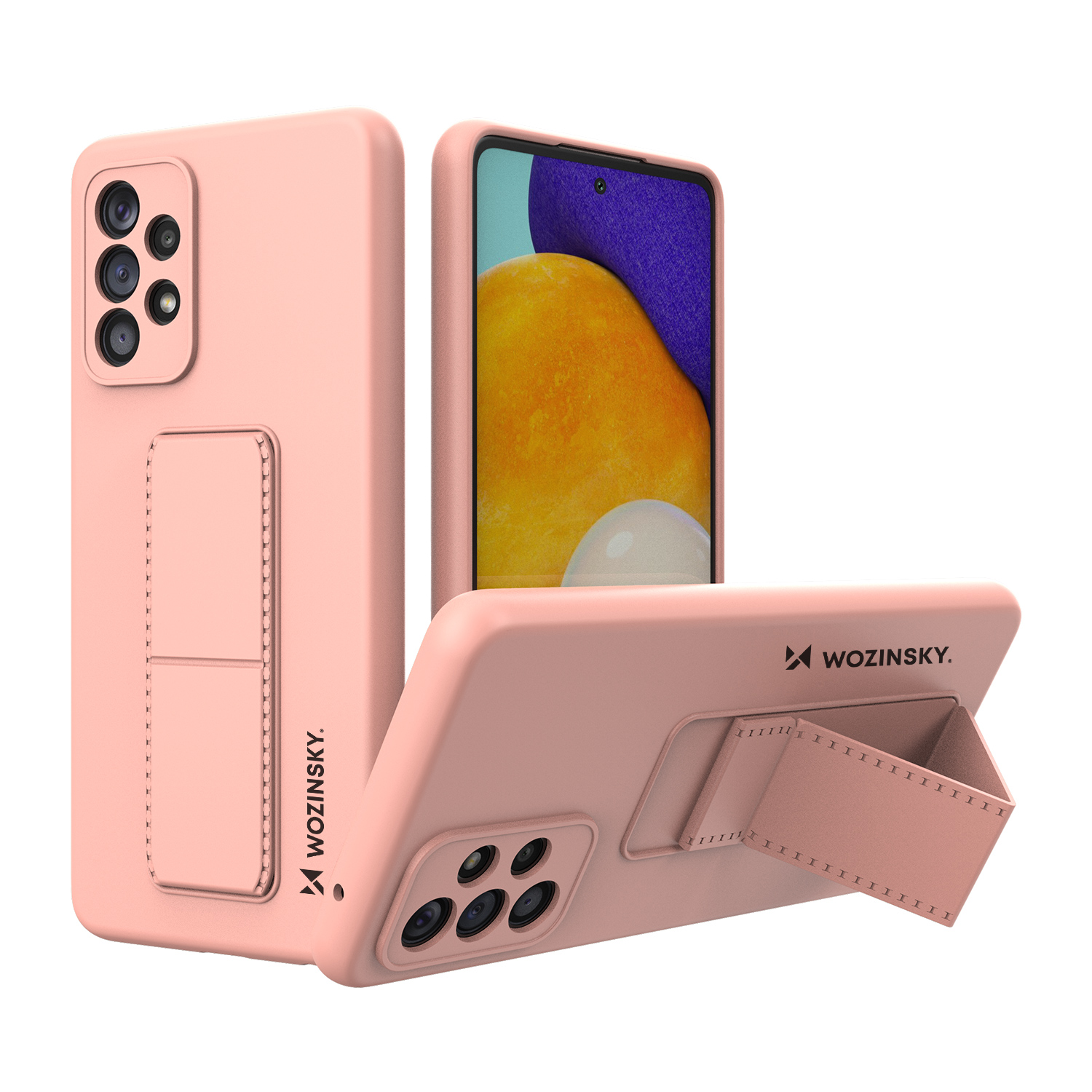 Wozinsky Kickstand Case silikona apvalks ar statīvu Samsung Galaxy A73 rozā