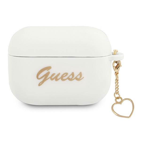 Guess GUAPLSCHSH AirPods Pro apvalks balts silikona Charm Heart kolekcija