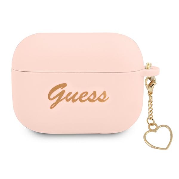 Guess GUAPLSCHSP AirPods Pro apvalks rozā silikona Charm Heart kolekcija