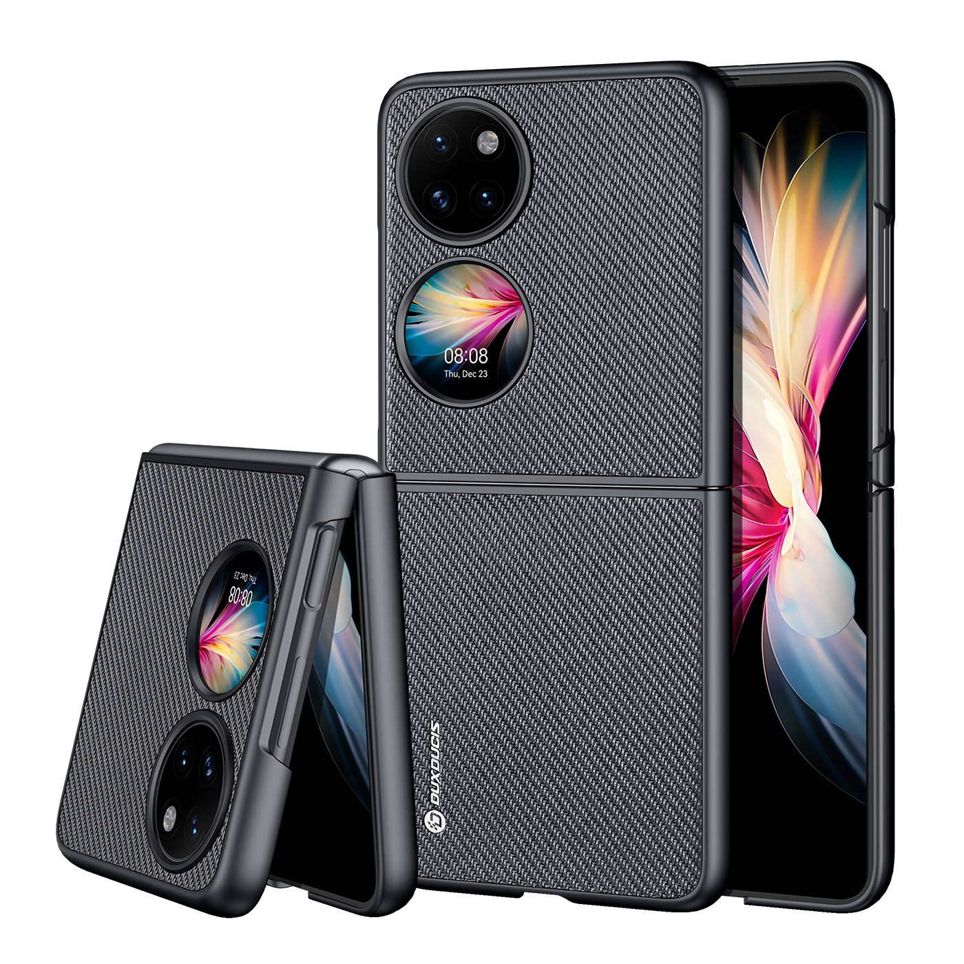 Dux Ducis Fino apvalks izgatavots no neilona materiāla Huawei P50 Pocket melns