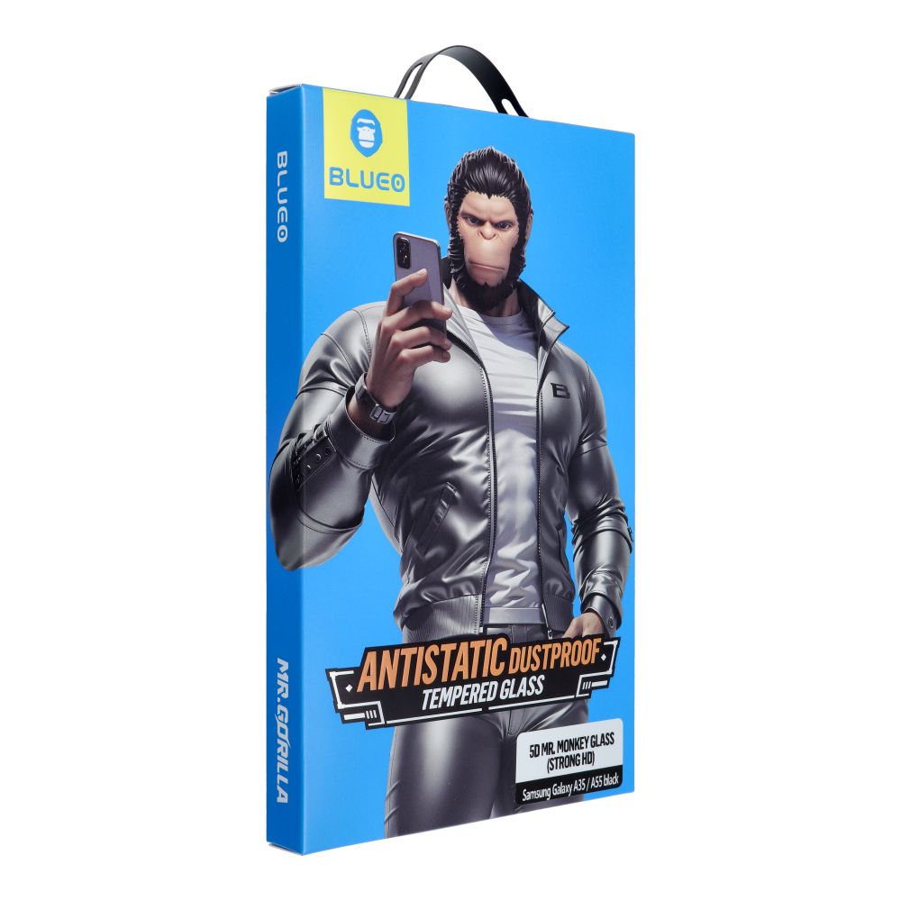 5D Mr. Monkey stikls - Samsung Galaxy A35 / A55 / S25 FE melns (Strong Lite)
