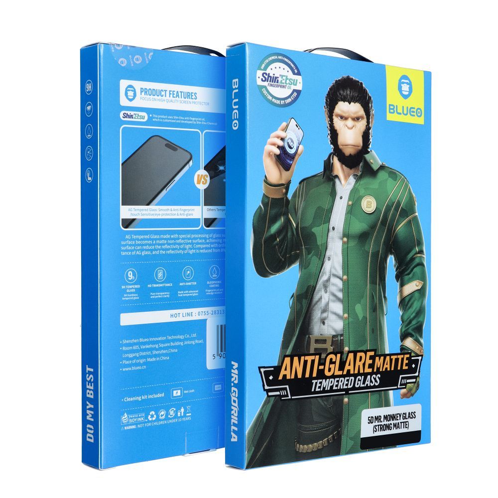 Aizsargstikls 5D Mr. Monkey Glass - Apple iPhone 17 Air melns (Stipra matēta virsma)