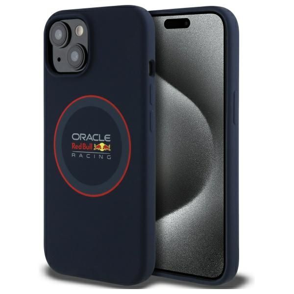 RED BULL viedtālruņa apvalks IPHONE 14 saderīgs ar MagSafe RBHMP14S24SIILVR (Silikoninis sarkanais gredzens) zils