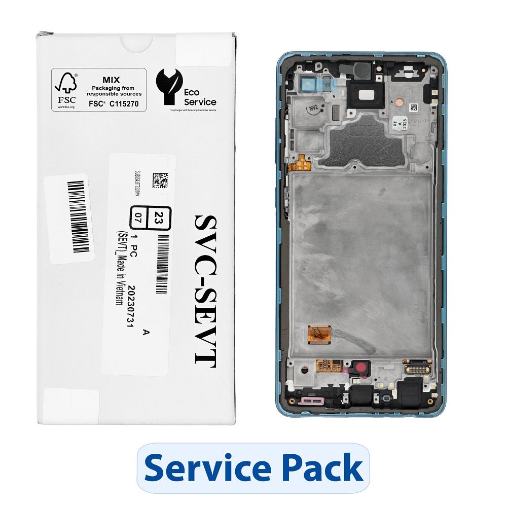 Komplekts LCD ekrāns SAMSUNG A72 4G A725F GH82-25460B zils