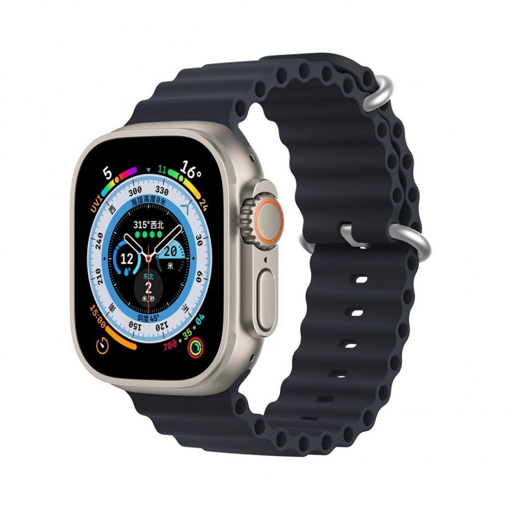 DUX DUCIS siksniņa OCEAN WAVE silikona Apple Watch 42 / 44 / 45 mm grafīta