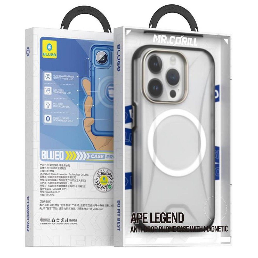 BLUEO APE Legend Anti-Drop viedtālruņa apvalks - Apple iPhone 15 Pro melns