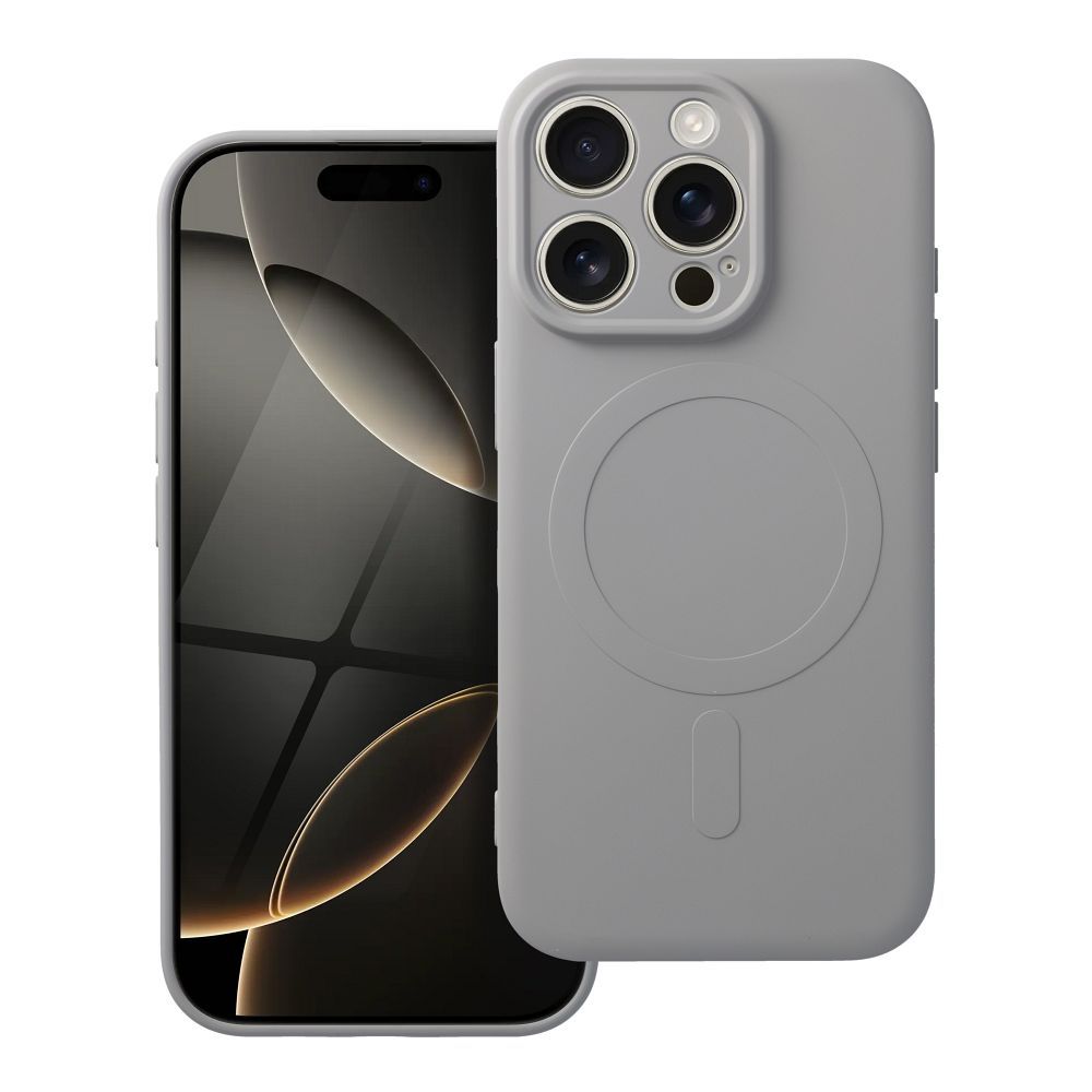 Silikona magnētiskais viedtālruņa apvalks, saderīgs ar MagSafe, iPhone 16 Pro, titāna krāsas