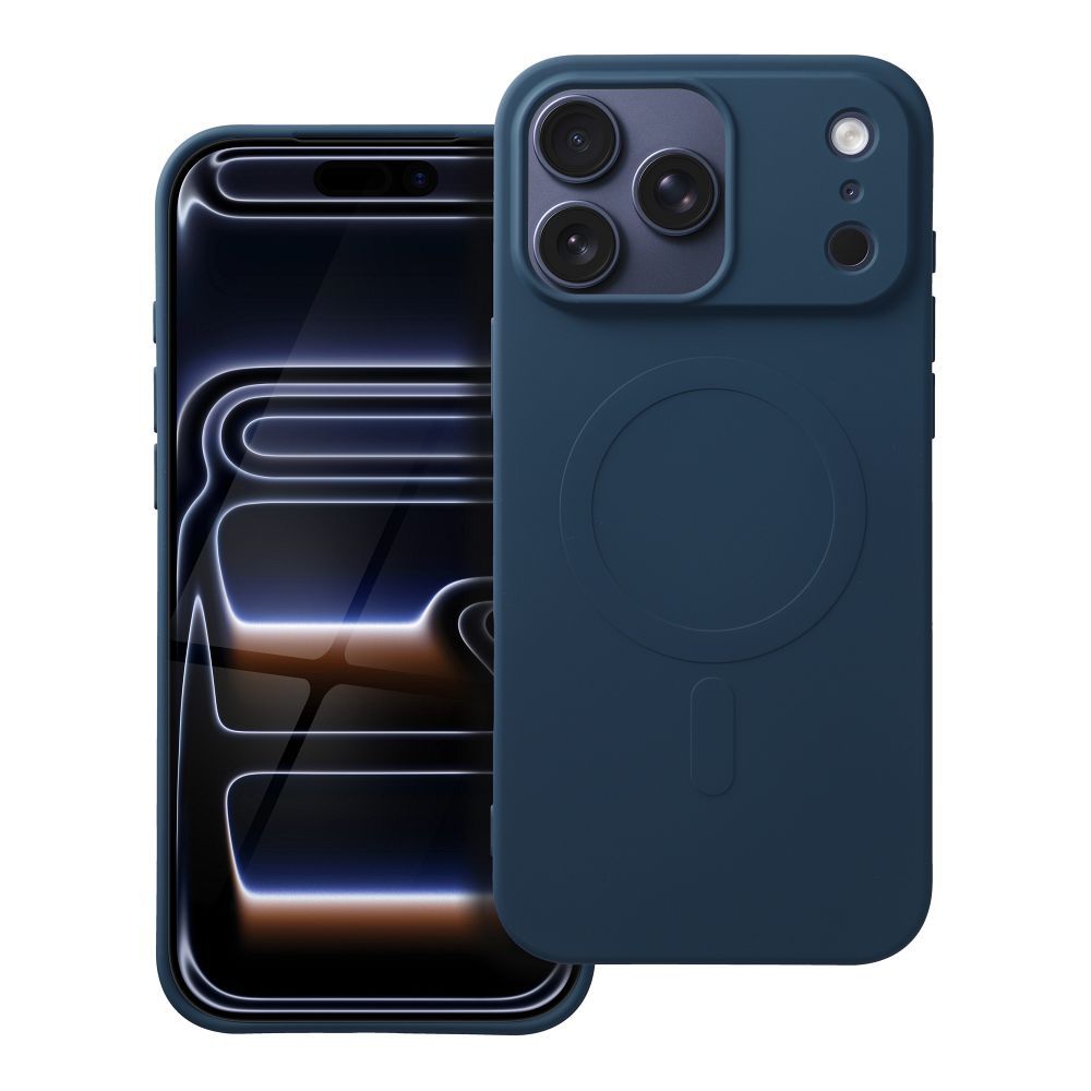 Silikona Magnētiskais (liels atvērums) viedtālruņa apvalks, saderīgs ar MagSafe, paredzēts IPHONE 17 Pro Max, zils
