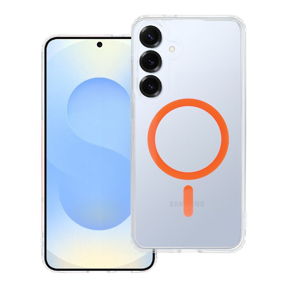 Drop Glue Krāsains Gredzens Magnētiskais Viedtālruņa apvalks saderīgs ar MagSafe SAMSUNG S25 PLUS oranža