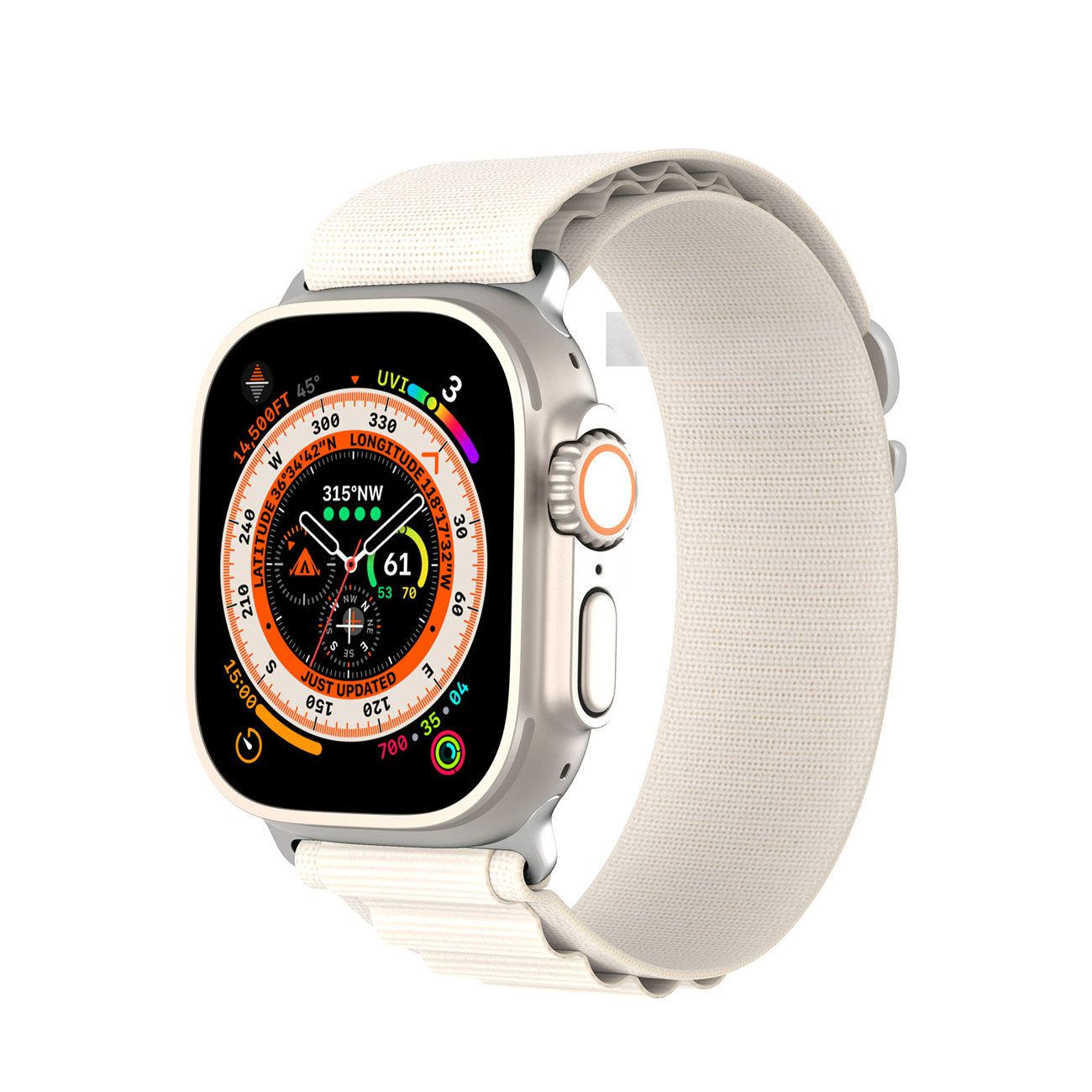 DUX DUCIS siksniņa GS neilona Apple Watch 42 / 44 / 45 / 49 mm platīna