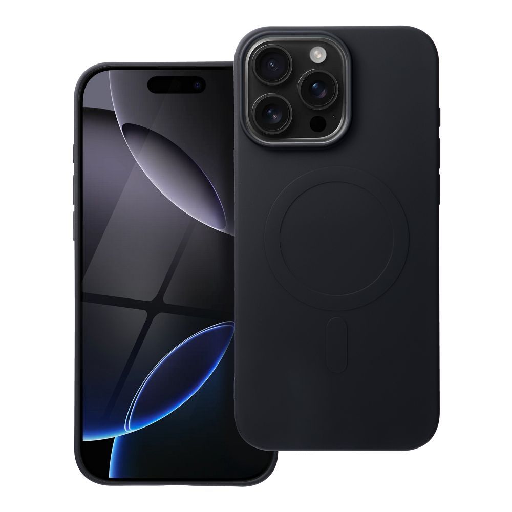 SILIKONA MAGNĒTISKAIS APVALKS (liels caurums) saderīgs ar MagSafe priekš IPHONE 16 Pro Max melns