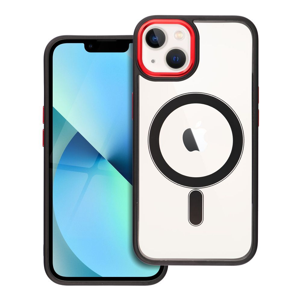 COLOR EDGE MAG COVER viedtālruņa apvalks saderīgs ar Magnētisko IPHONE 13 melna sarkana
