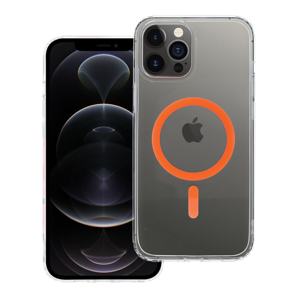 Drop Glue krāsains gredzenveida magnētiskais viedtālruņa apvalks, saderīgs ar MagSafe, paredzēts IPHONE 12 PRO MAX, oranžs