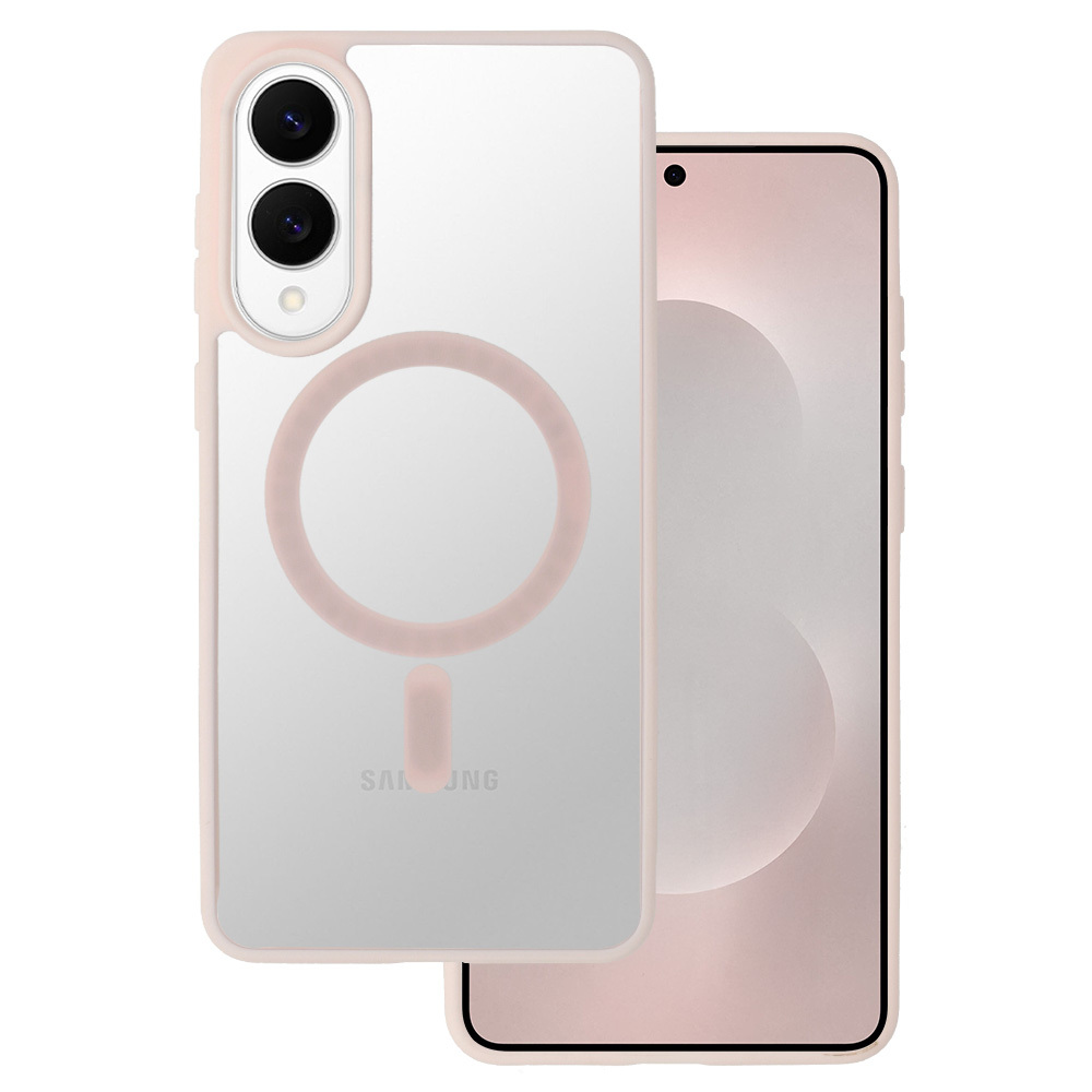 Akrila krāsains Magsafe apvalks Samsung Galaxy S25 Edge gaiši rozā
